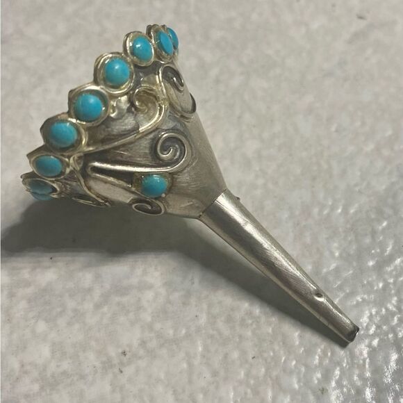 Vintage Sterling & Turquoise Perfume Funnel - Picture 1 of 3